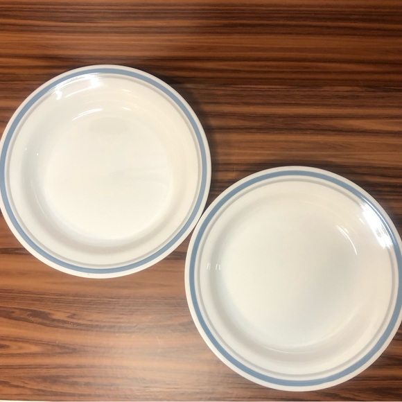 Corelle Indigo Stripe Coupe Soup Pasta Bowl & Bread & Butter Plate / 2 Sets 4pcs - Picture 4 of 8